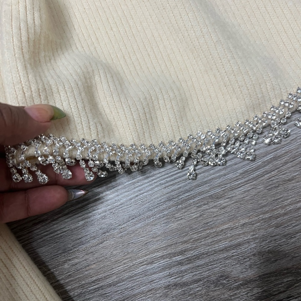 Zara Beige Cropped Top with Embellished Hem - Picture 5 of 7